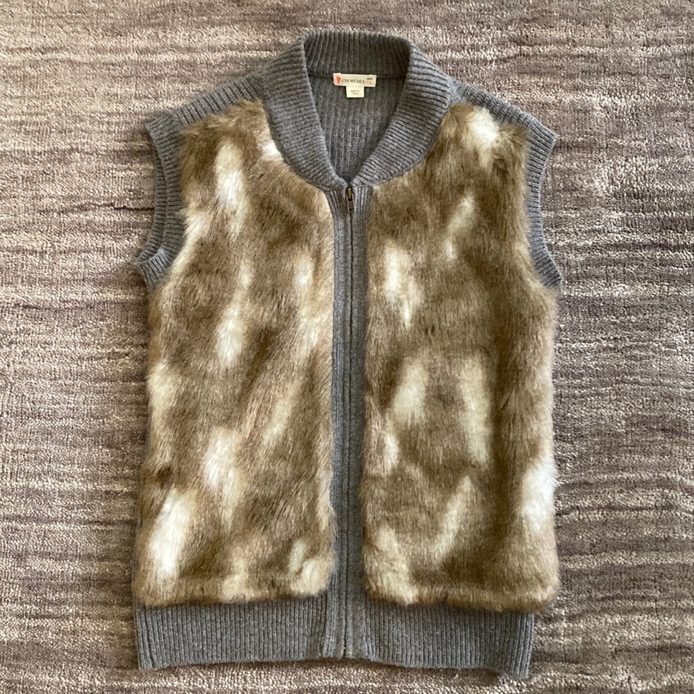 Crewcuts, faux fur vest, girl size 14